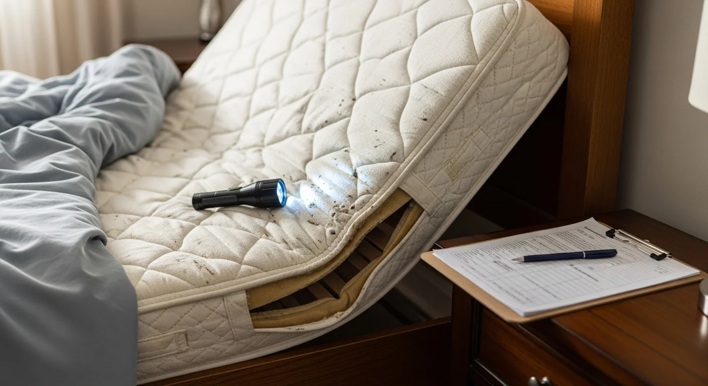 Bed bug inspection along a mattress seam