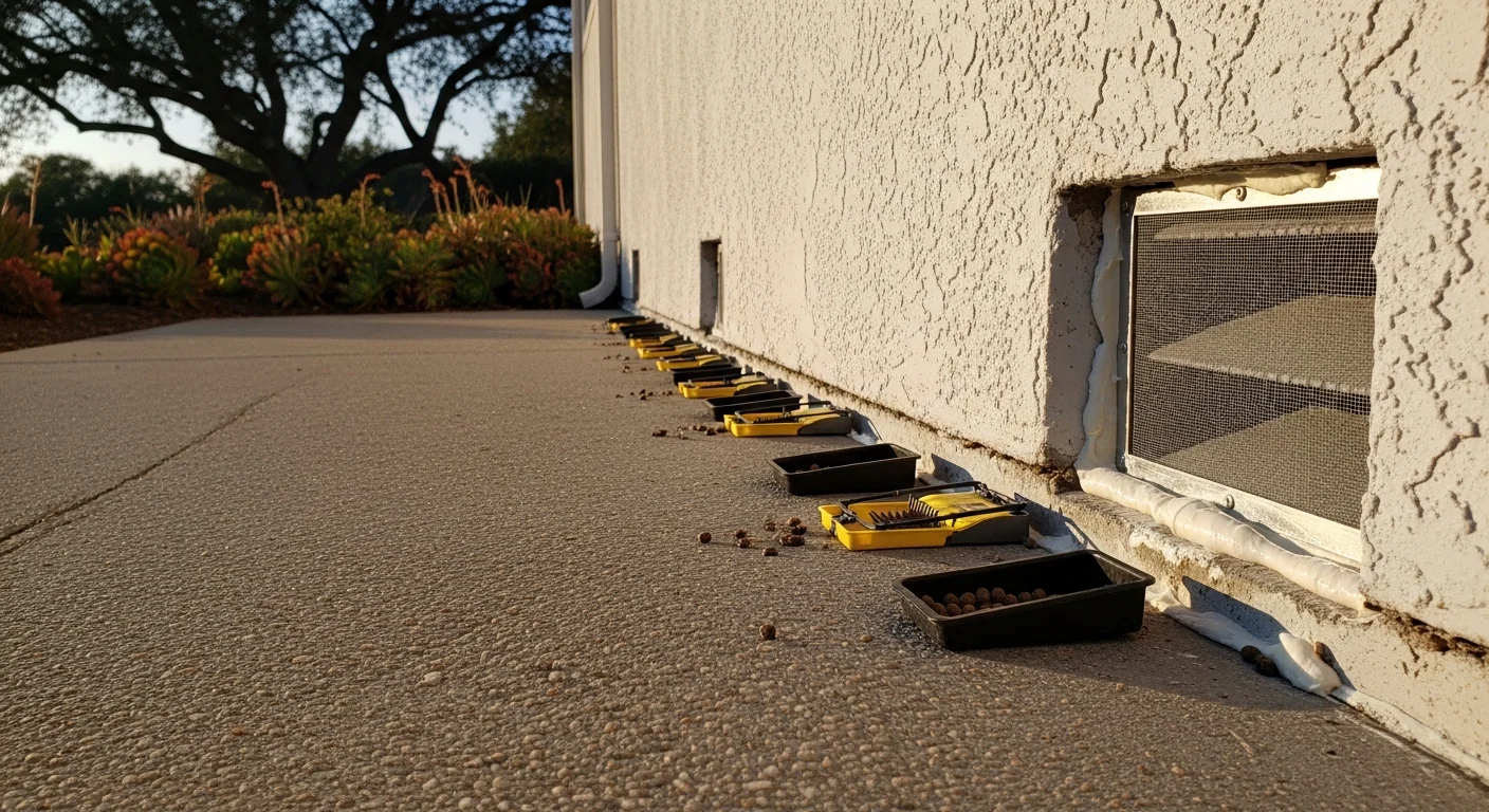 Rodent entry point sealed at a home foundation